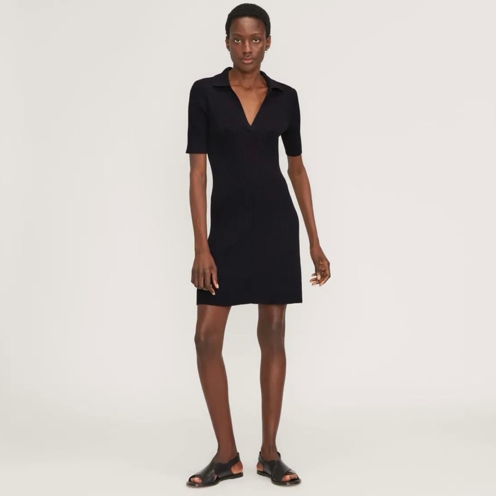 EVERLANE ribbed v neck polo dress S